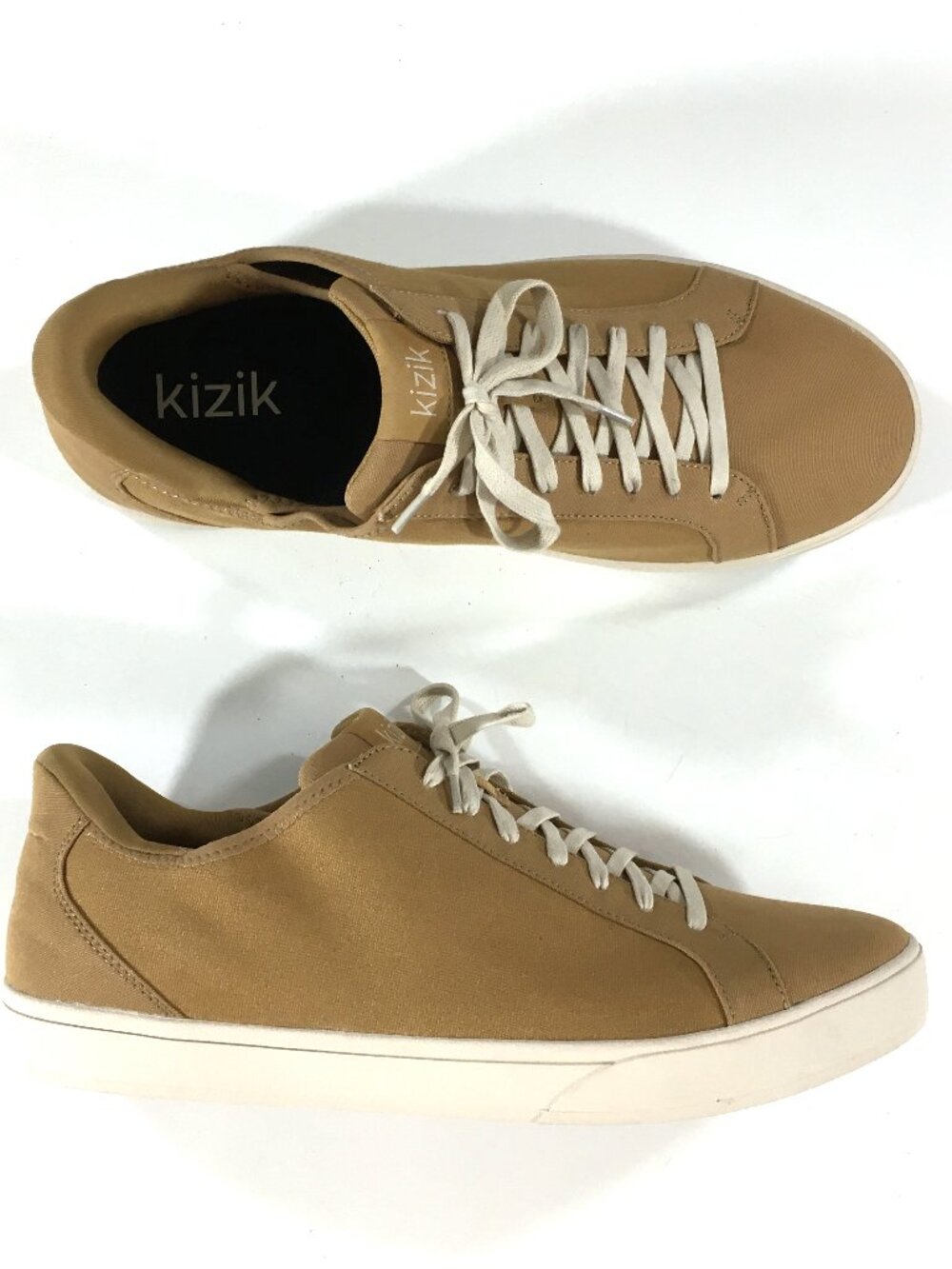 Kizik Irvine Lace Up Sneakers Mens Size 13 Wide Tan Canvas DIRVMS07